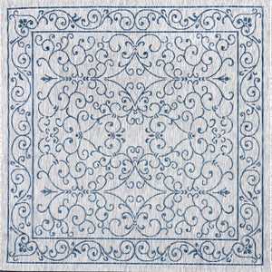 Charleston Vintage Filigree Textured Indoor/Outdoor Square Area Rug