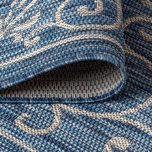 Charleston Vintage Filigree Textured Weav Indoor/Outdoor Runner Rug