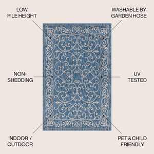 Charleston Vintage Filigree Textured Weav Indoor/Outdoor Area Rug