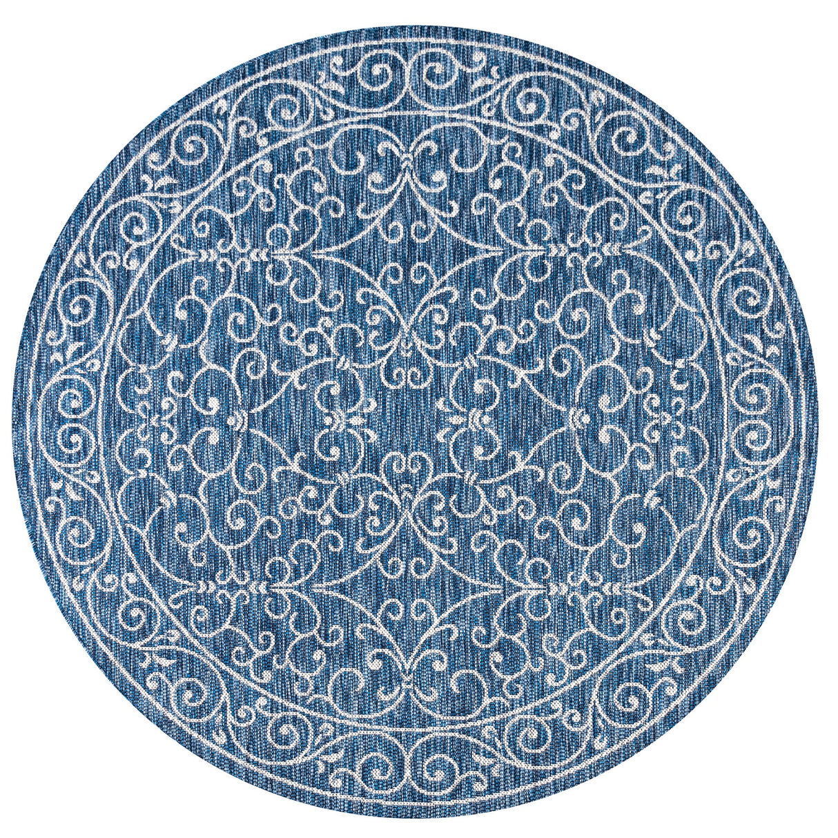 Charleston Vintage Filigree Textured Weav Indoor/Outdoor Round Area Rug