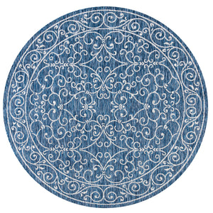 Charleston Vintage Filigree Textured Weav Indoor/Outdoor Round Area Rug