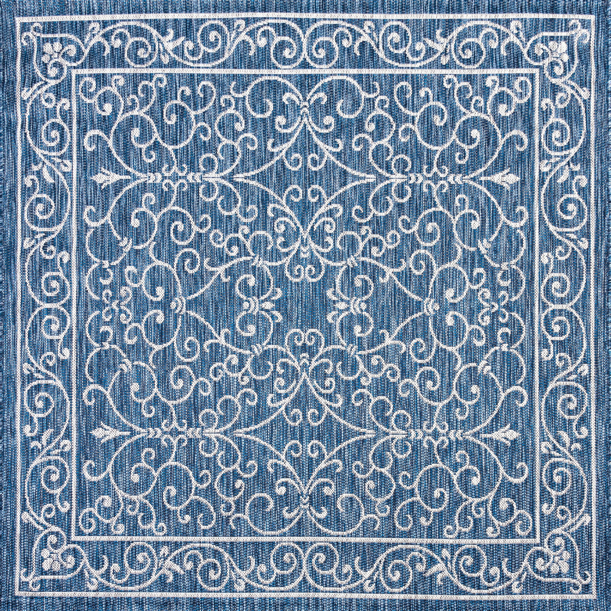 Charleston Vintage Filigree Textured Indoor/Outdoor Square Area Rug