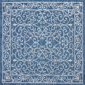 Charleston Vintage Filigree Textured Indoor/Outdoor Square Area Rug
