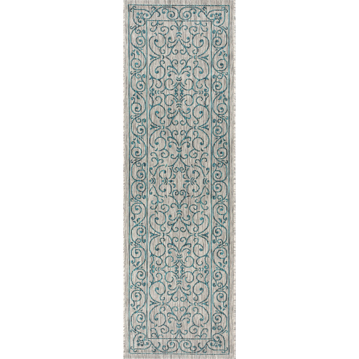 Charleston Vintage Filigree Textured Weav Indoor/Outdoor Runner Rug