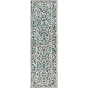 Charleston Vintage Filigree Textured Weav Indoor/Outdoor Runner Rug