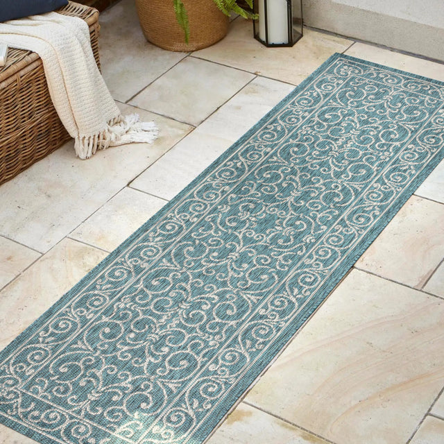 Charleston-Vintage-Filigree-Textured-Indoor/Outdoor-Runner-Rug-Runner-Rugs