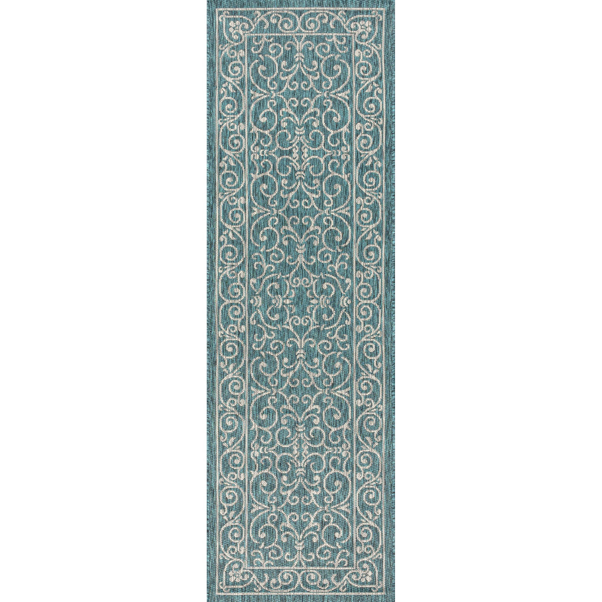 Charleston Vintage Filigree Textured Weav Indoor/Outdoor Runner Rug