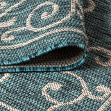 Charleston Vintage Filigree Textured Indoor/Outdoor Square Area Rug