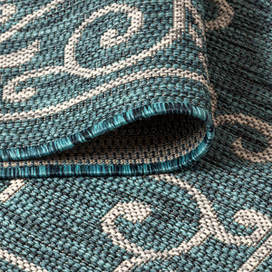 Charleston Vintage Filigree Textured Weav Indoor/Outdoor Runner Rug