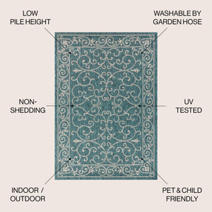 Charleston Vintage Filigree Textured Weav Indoor/Outdoor Area Rug