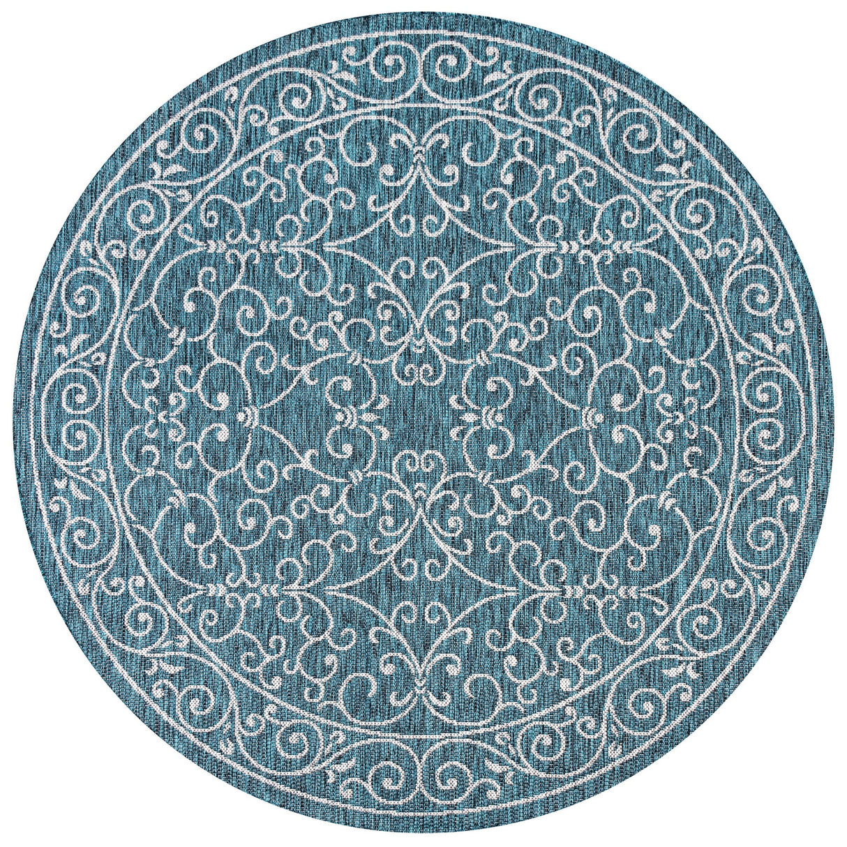 Charleston Vintage Filigree Textured Weav Indoor/Outdoor Round Area Rug