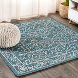 Charleston Vintage Filigree Textured Indoor/Outdoor Square Area Rug