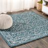 Charleston Vintage Filigree Textured Indoor/Outdoor Square Area Rug