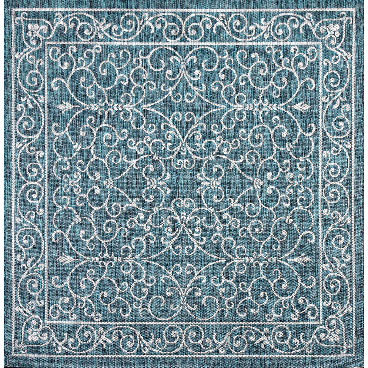 Charleston Vintage Filigree Textured Indoor/Outdoor Square Area Rug