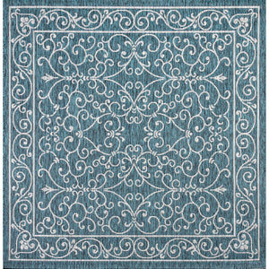 Charleston Vintage Filigree Textured Indoor/Outdoor Square Area Rug
