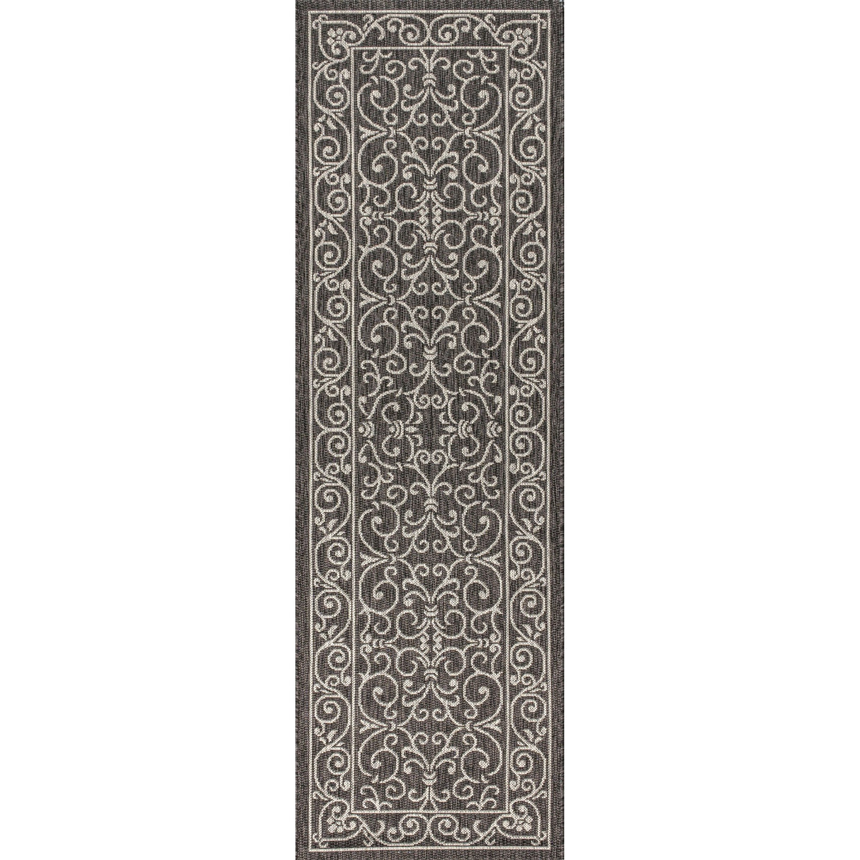 Charleston Vintage Filigree Textured Weav Indoor/Outdoor Runner Rug