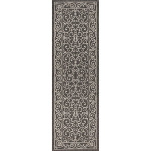 Charleston Vintage Filigree Textured Weav Indoor/Outdoor Runner Rug
