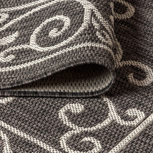 Charleston Vintage Filigree Textured Weav Indoor/Outdoor Runner Rug