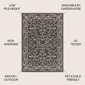 Charleston Vintage Filigree Textured Weav Indoor/Outdoor Area Rug
