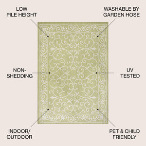 Charleston Vintage Filigree Textured Weav Indoor/Outdoor Area Rug