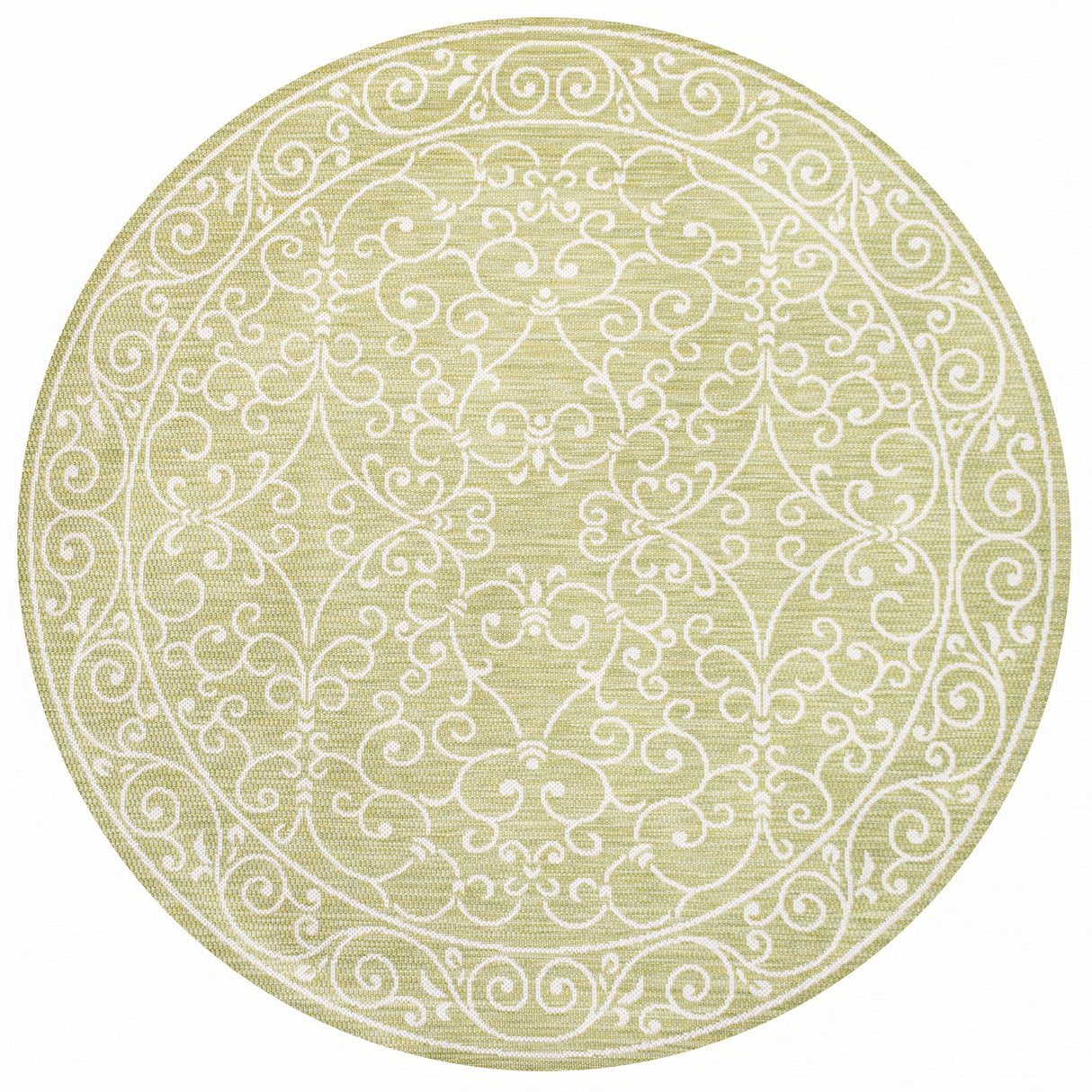 Charleston Vintage Filigree Textured Indoor/Outdoor Round Area Rug
