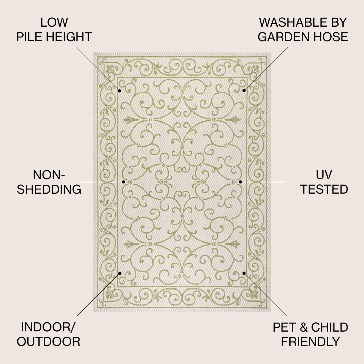 Charleston Vintage Filigree Textured Weav Indoor/Outdoor Area Rug