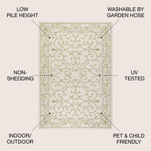 Charleston Vintage Filigree Textured Weav Indoor/Outdoor Area Rug