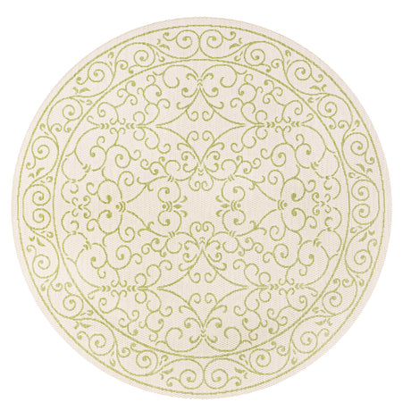 Charleston Vintage Filigree Textured Indoor/Outdoor Round Area Rug