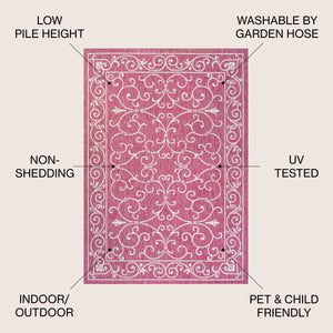 Charleston Vintage Filigree Textured Weav Indoor/Outdoor Area Rug