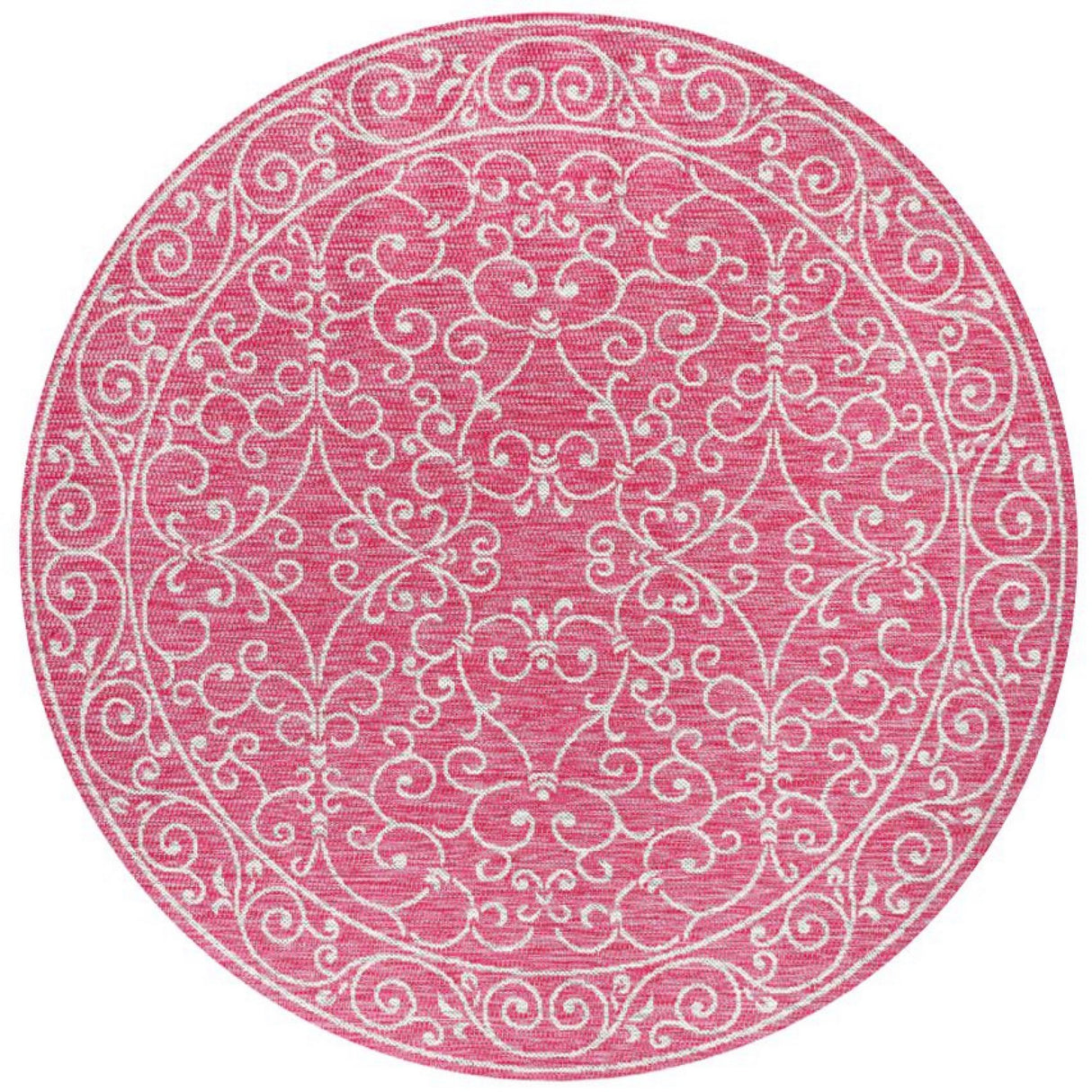 Charleston Vintage Filigree Textured Indoor/Outdoor Round Area Rug
