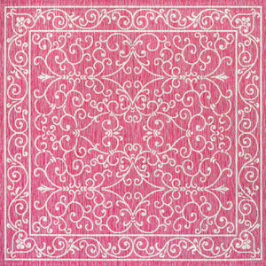 Charleston Vintage Filigree Textured Weav Indoor/Outdoor Square Area Rug