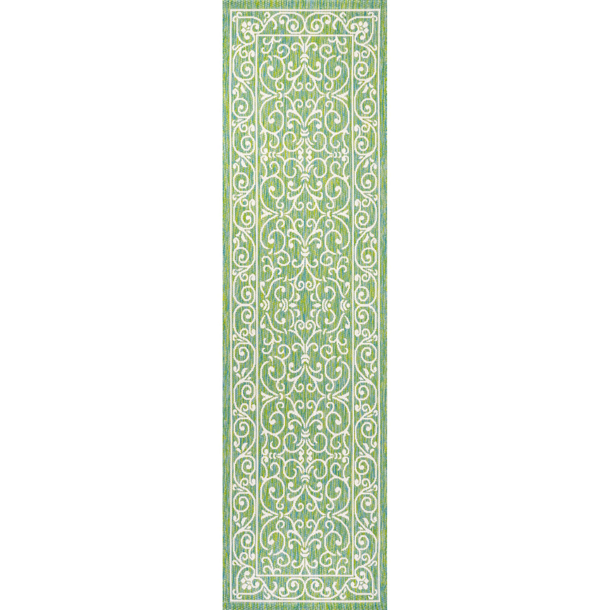 Charleston Vintage Filigree Textured Weav Indoor/Outdoor Runner Rug