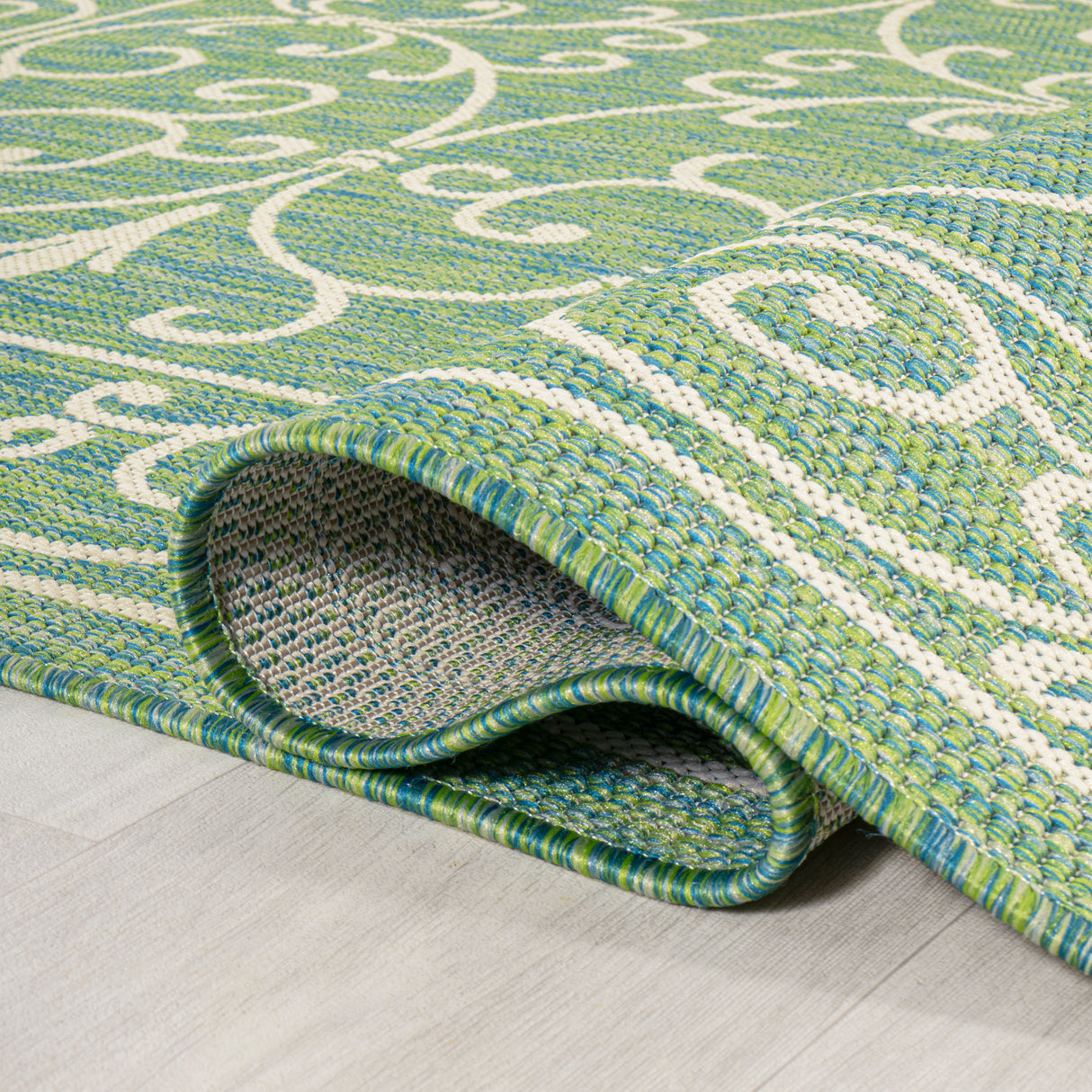 Charleston Vintage Filigree Textured Weav Indoor/Outdoor Runner Rug