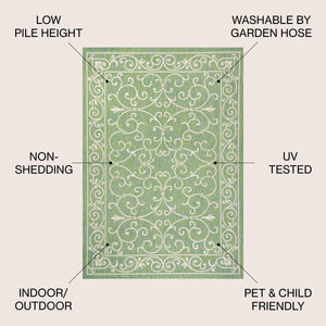 Charleston Vintage Filigree Textured Weav Indoor/Outdoor Area Rug