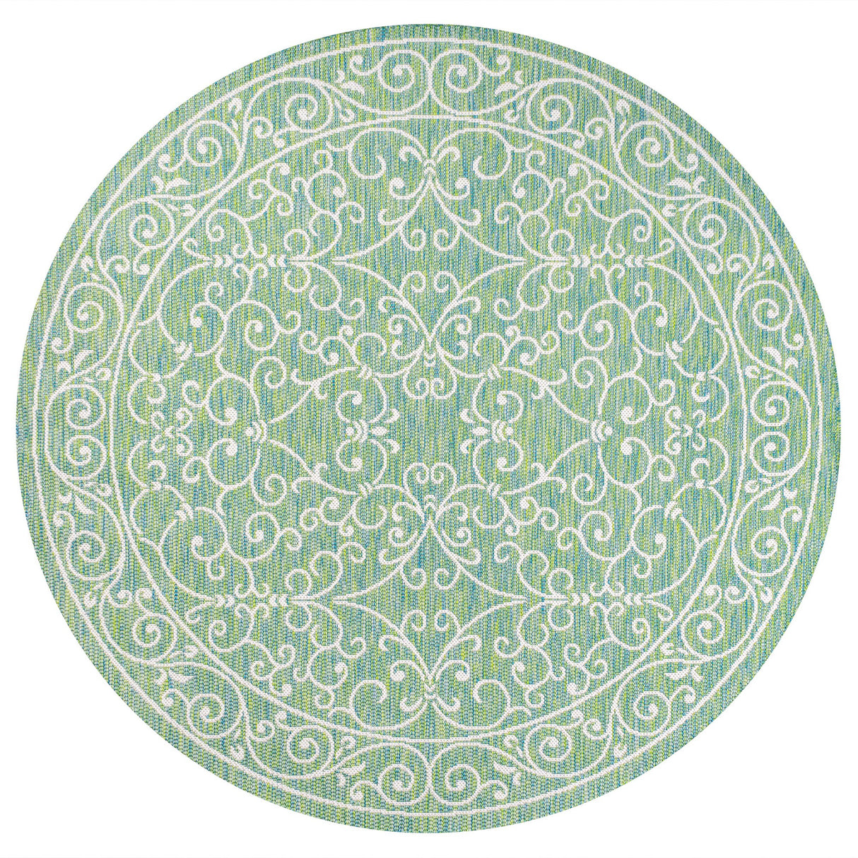 Charleston Vintage Filigree Textured Indoor/Outdoor Round Area Rug
