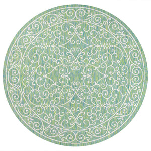 Charleston Vintage Filigree Textured Indoor/Outdoor Round Area Rug