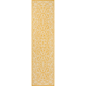 Charleston Vintage Filigree Textured Weav Indoor/Outdoor Runner Rug