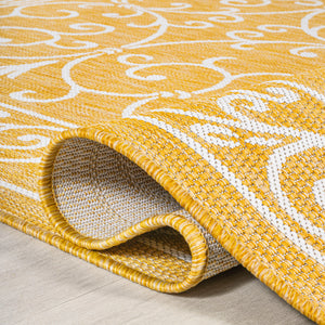 Charleston Vintage Filigree Textured Weav Indoor/Outdoor Runner Rug
