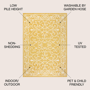 Charleston Vintage Filigree Textured Weav Indoor/Outdoor Area Rug