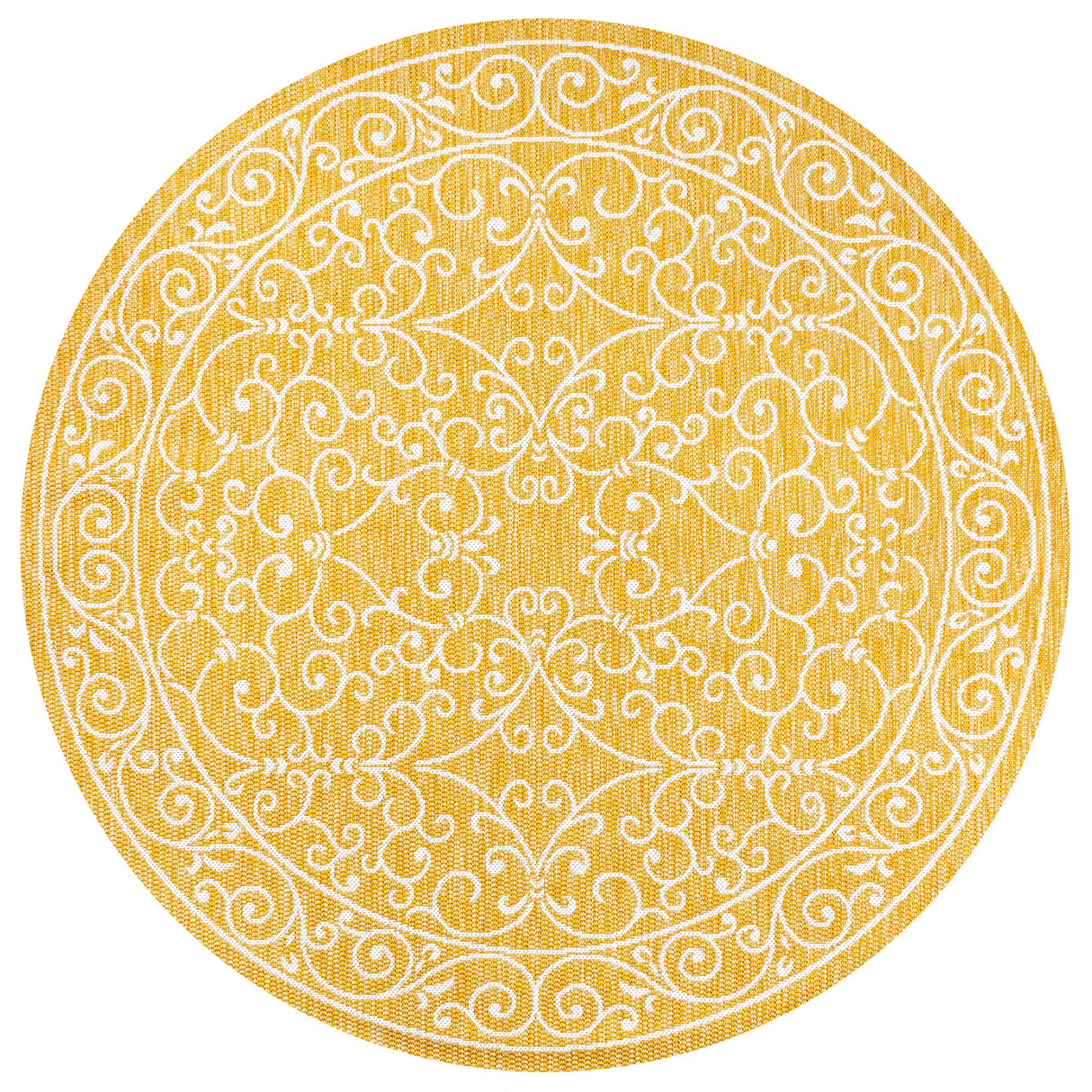 Charleston Vintage Filigree Textured Indoor/Outdoor Round Area Rug