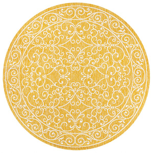 Charleston Vintage Filigree Textured Indoor/Outdoor Round Area Rug