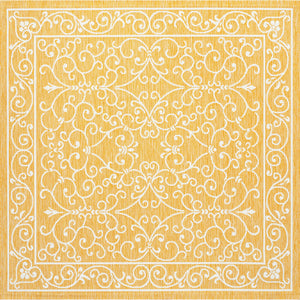 Charleston Vintage Filigree Textured Weav Indoor/Outdoor Square Area Rug