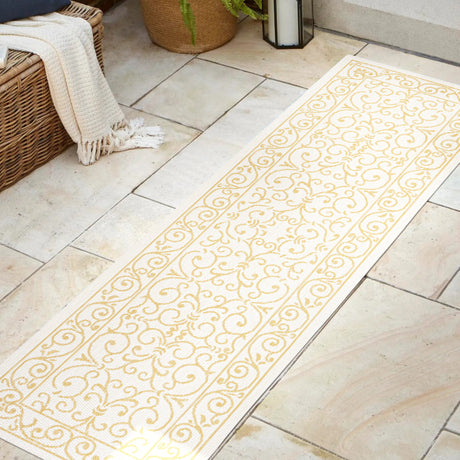 Charleston Vintage Filigree Textured Weav Indoor/Outdoor Runner Rug