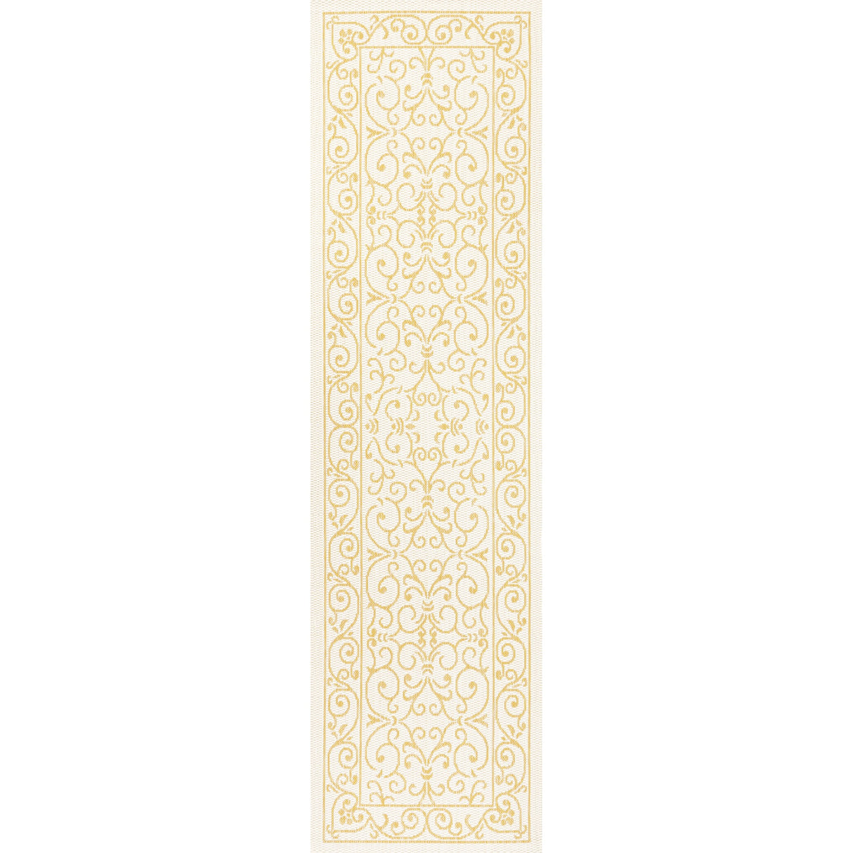 Charleston Vintage Filigree Textured Weav Indoor/Outdoor Runner Rug