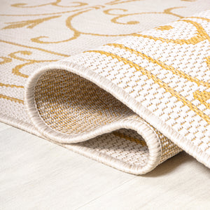 Charleston Vintage Filigree Textured Weav Indoor/Outdoor Runner Rug