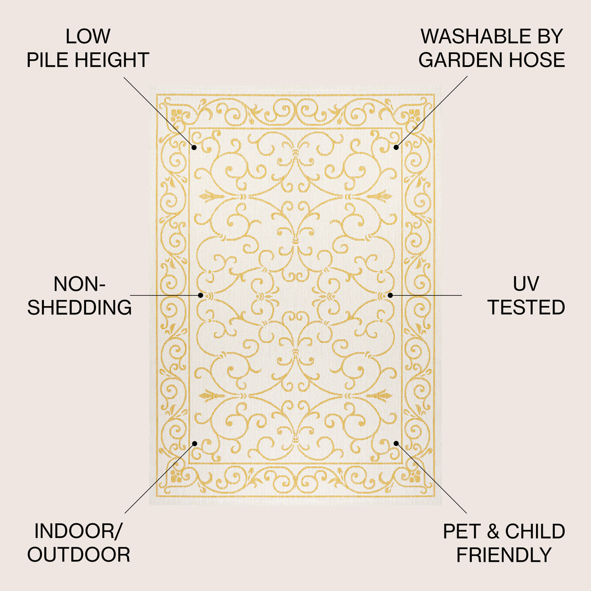 Charleston Vintage Filigree Textured Weav Indoor/Outdoor Area Rug