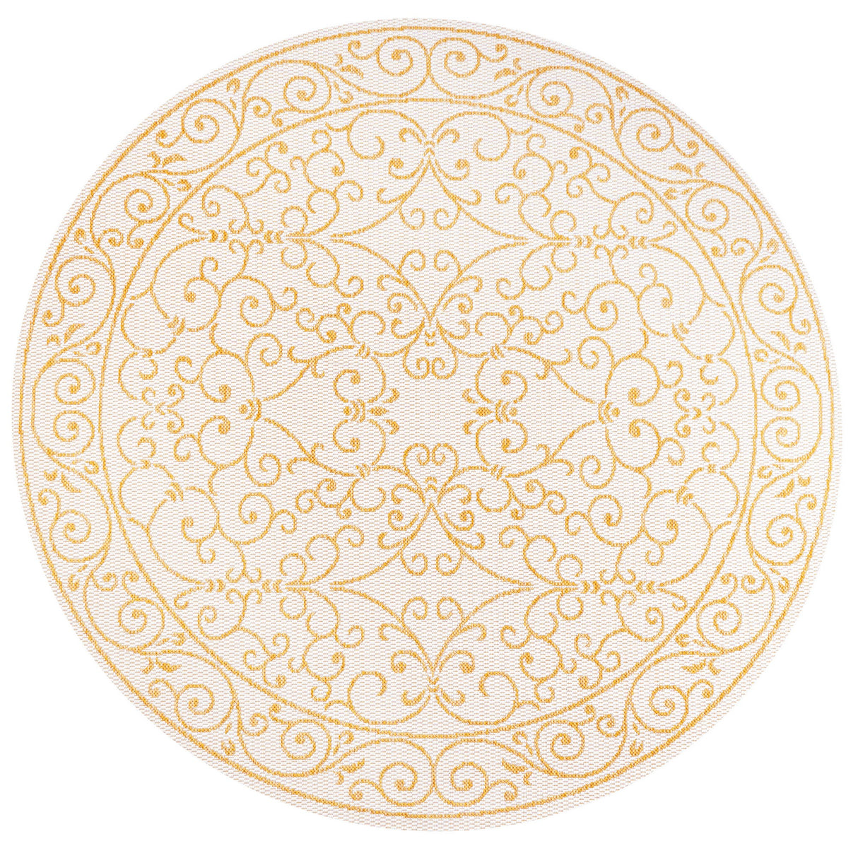 Charleston Vintage Filigree Textured Indoor/Outdoor Round Area Rug