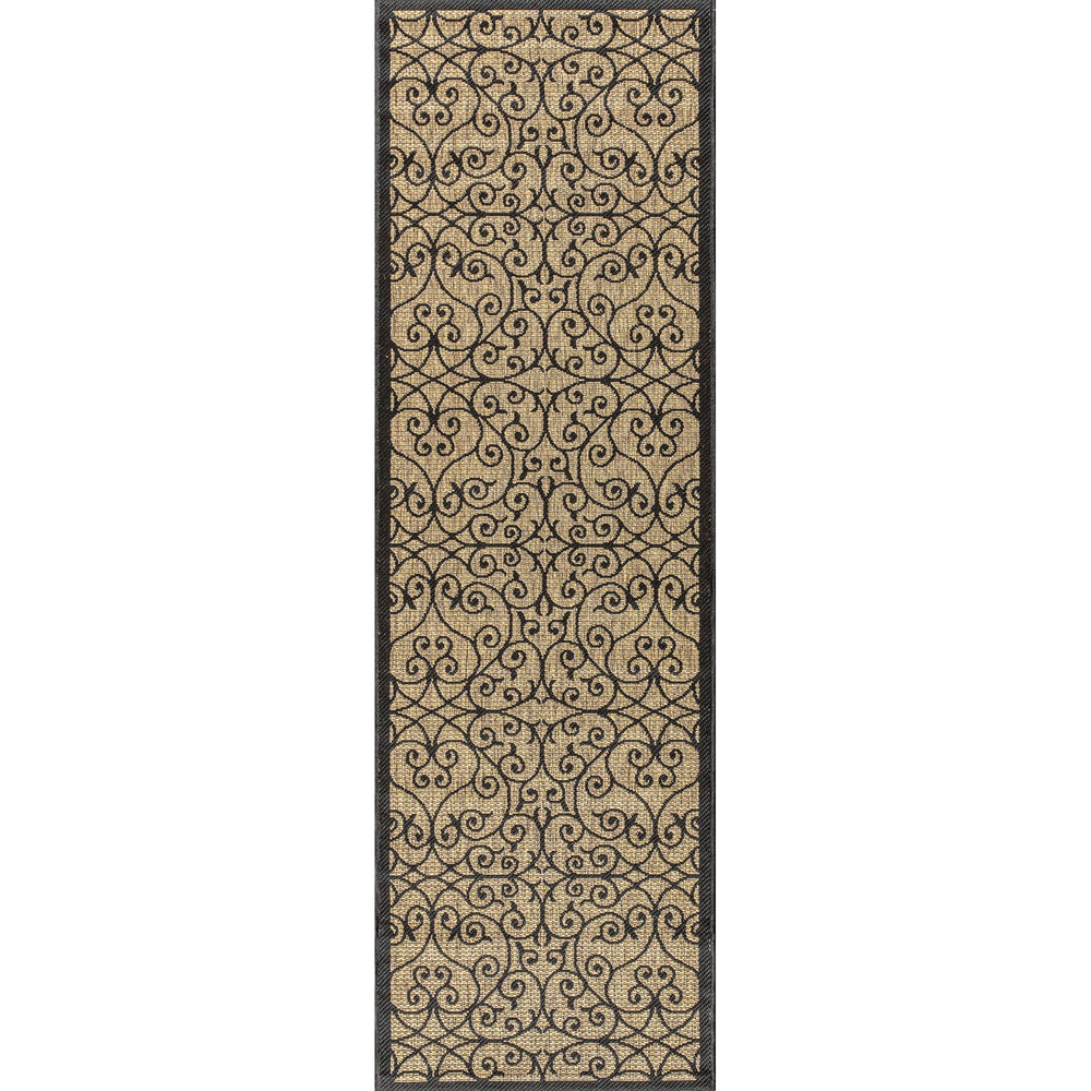 Madrid Vintage Filigree Textured Weave Indoor/Outdoor Runner Rug