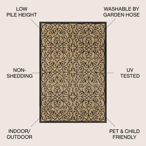 Madrid Vintage Filigree Textured Weave Indoor/Outdoor Area Rug