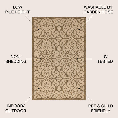 Madrid Vintage Filigree Textured Weave Indoor/Outdoor Area Rug